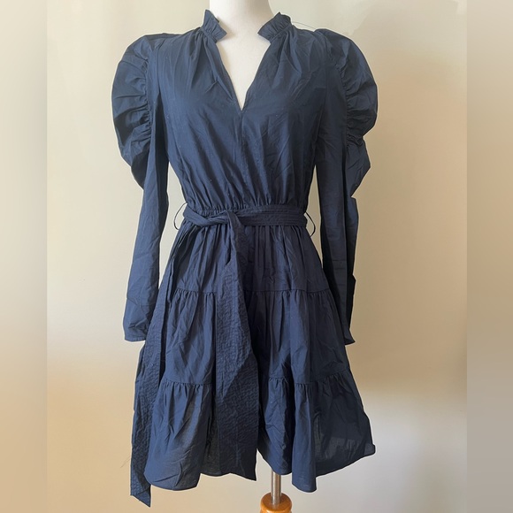 Anna Cate Dresses & Skirts - Anna Cate navy tie waste ruffle long sleeve Dress-Small